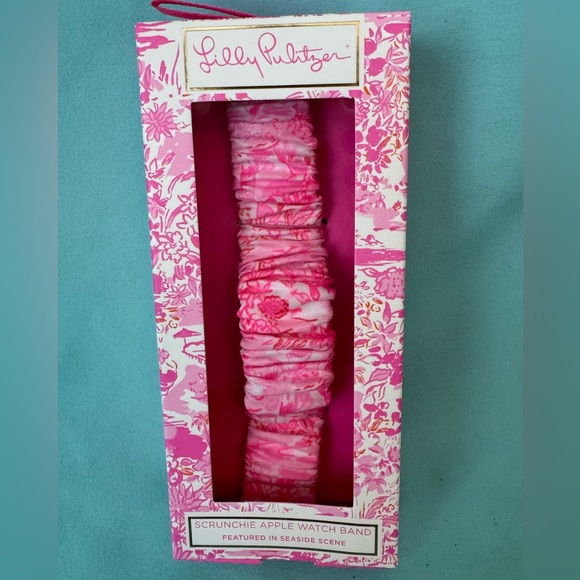 Lilly Pulitzer Scunchie Apple Watch Band in Peony Pink 38mm 40mm NIB - Picture 1 of 4
